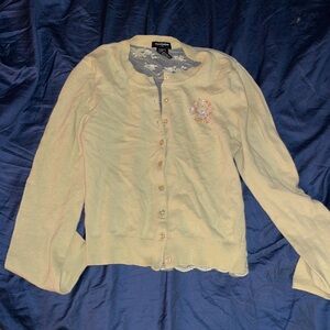 Eyeshadow yellow and pink beaded cardigan size medium